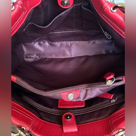 Coach Penelope Red Pebbled Leather Carryall Satchel Bag! - Picture 14 of 14